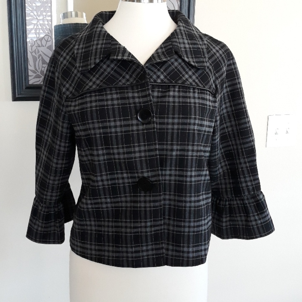 Plaid jacket with bell sleeves